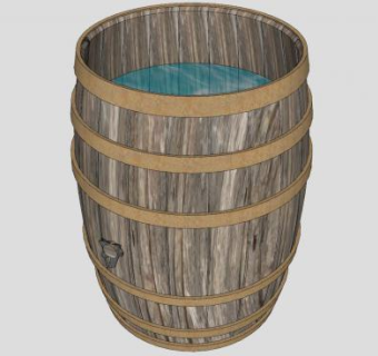 盛水木桶容器SU模型下载_sketchup草图大师SKP模型