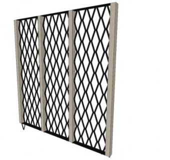 木板网格隔墙护栏SU模型下载_sketchup草图大师SKP模型