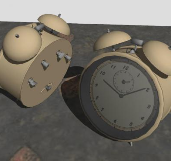 现代床头米色闹钟SU模型下载_sketchup草图大师SKP模型