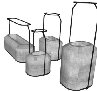 钢制悬挂花盆容器SU模型下载_sketchup草图大师SKP模型