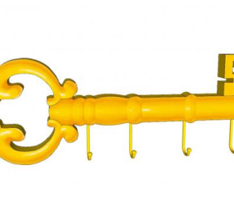 黄金钥匙壁式衣钩SU模型下载_sketchup草图大师SKP模型