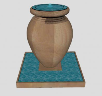 石缸造型流水喷泉SU模型下载_sketchup草图大师SKP模型