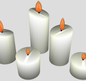 燃烧着的白色蜡烛SU模型下载_sketchup草图大师SKP模型
