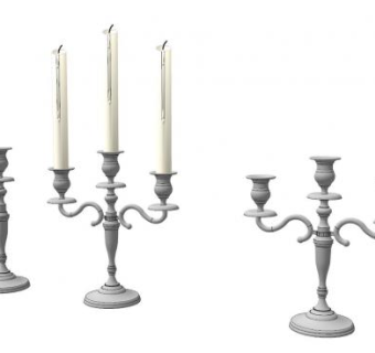 欧式烛台蜡烛摆件SU模型下载_sketchup草图大师SKP模型