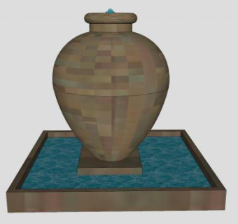 椭圆形石瓮流水喷泉SU模型下载_sketchup草图大师SKP模型
