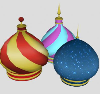 彩色洋葱圆顶圆顶装饰SU模型下载_sketchup草图大师SKP模型