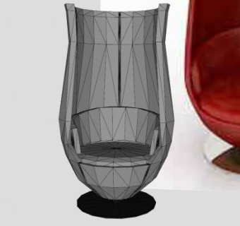 现代红色靠背扶手座椅SU模型下载_sketchup草图大师SKP模型