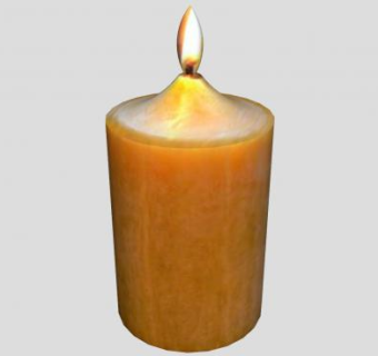 点亮的石蜡蜡烛SU模型下载_sketchup草图大师SKP模型