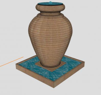现代石瓮装饰流水喷泉SU模型下载_sketchup草图大师SKP模型