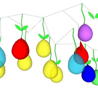 悬挂彩色气球壁式装饰SU模型下载_sketchup草图大师SKP模型
