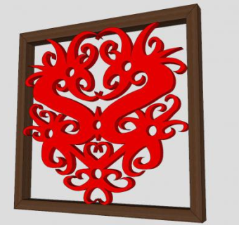 加里曼丹雕刻图案壁挂墙饰SU模型下载_sketchup草图大师SKP模型