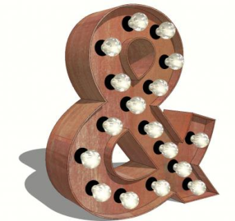 金属符号灯泡装饰SU模型下载_sketchup草图大师SKP模型