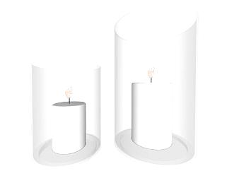 现代透明烛台和白色蜡烛SU模型下载_sketchup草图大师...