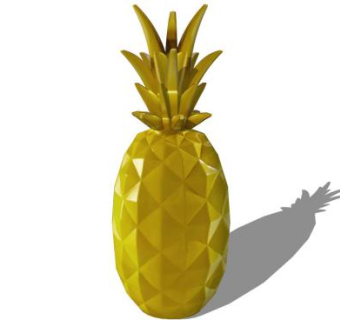 金色菠萝装饰摆件SU模型下载_sketchup草图大师SKP模型