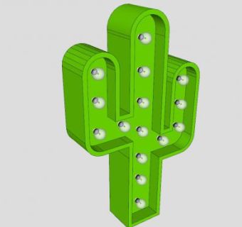 金属仙人掌灯具摆件SU模型下载_sketchup草图大师SKP模型