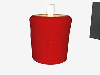 燃烧着的红色蜡烛SU模型下载_sketchup草图大师SKP模型