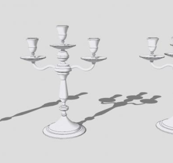 欧式烛台装饰摆件SU模型下载_sketchup草图大师SKP模型