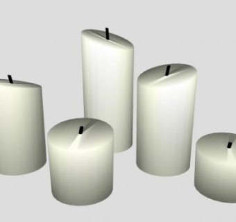 白色高矮不一的蜡烛SU模型下载_sketchup草图大师SKP模型