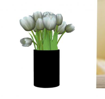 黑色圆柱花瓶郁金香摆件SU模型下载_sketchup草图大师SKP模型