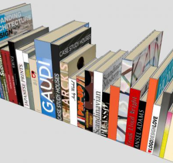 书刊书籍桌面立体展示SU模型下载_sketchup草图大师SKP模型