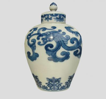 中式青花瓷瓶罐SU模型下载_sketchup草图大师SKP模型