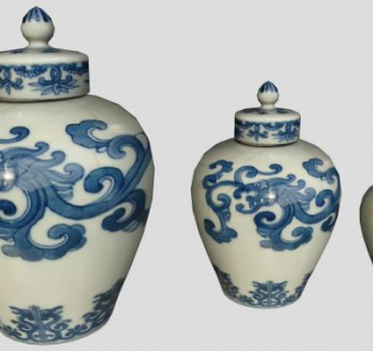 规格大小的中式瓷瓶SU模型下载_sketchup草图大师SKP模型