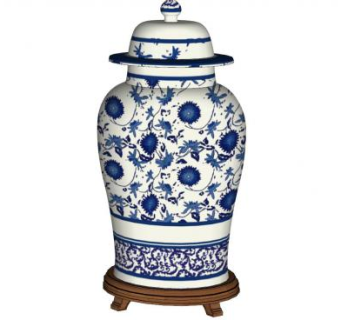 木架大瓷瓶装饰器皿SU模型下载_sketchup草图大师SKP模型