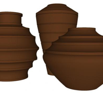 一组陶罐器皿SU模型下载_sketchup草图大师SKP模型