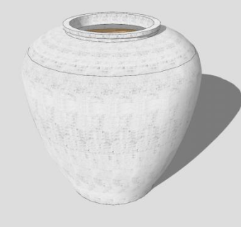 白色纹理盛米石瓮瓷器SU模型下载_sketchup草图大师SKP模型