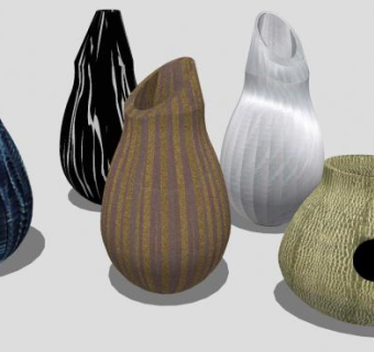 现代彩釉瓷器花瓶系列SU模型下载_sketchup草图大师SKP模型