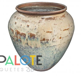 泥制落地大石瓮器皿SU模型下载_sketchup草图大师SKP模型