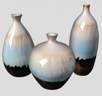 烧制陶瓷花瓶系列三件套SU模型下载_sketchup草图大师SKP模型