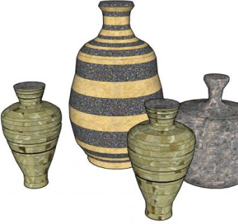 现代陶瓷花瓶摆件SU模型下载_sketchup草图大师SKP模型