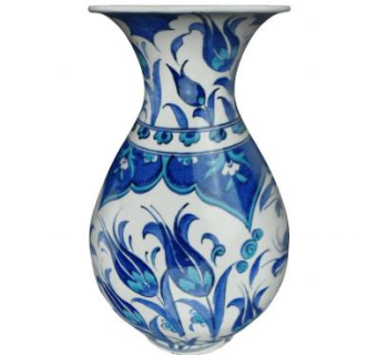 蓝色彩釉陶瓷花瓶SU模型下载_sketchup草图大师SKP模型