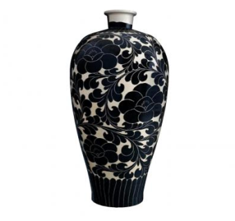 黑色彩釉陶瓷瓶客厅装饰SU模型下载_sketchup草图大师SKP模型