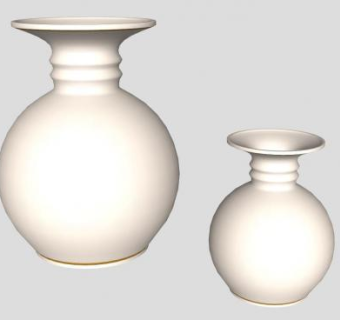 现代白色陶瓷花瓶系列SU模型下载_sketchup草图大师SKP模型
