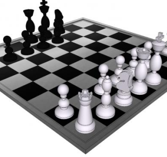 黑白色西洋棋SU模型下载_sketchup草图大师SKP模型