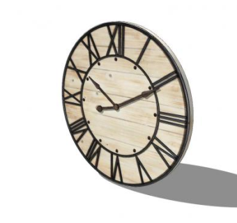 工业风格木制铁艺罗马时钟SU模型下载_sketchup草图大师SKP模型