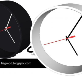 现代简约黑白色时钟SU模型下载_sketchup草图大师SKP模型