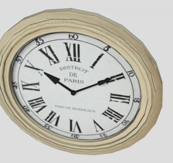 客厅老式圆形罗马挂钟SU模型下载_sketchup草图大师SKP模型