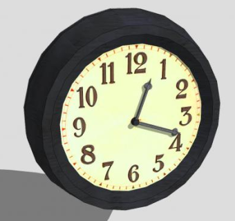 现代黑框圆形数字时钟SU模型下载_sketchup草图大师SKP模型