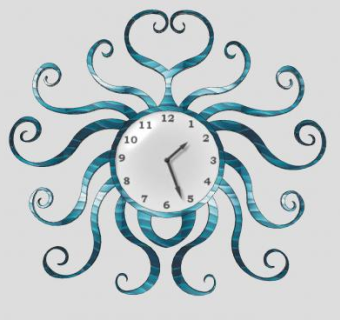 现代创意蓝色铁艺挂钟SU模型下载_sketchup草图大师SKP模型