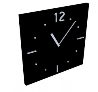 黑色方形无框挂钟SU模型下载_sketchup草图大师SKP模型