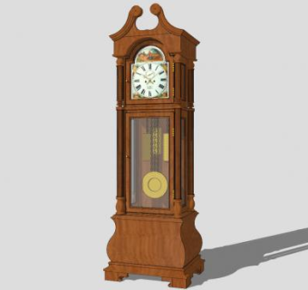 复古落地式大摆钟SU模型下载_sketchup草图大师SKP模型