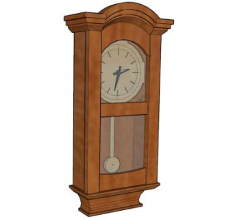 传统樱桃木挂钟SU模型下载_sketchup草图大师SKP模型