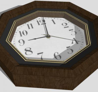 八边形木框石英时钟SU模型下载_sketchup草图大师SKP模型