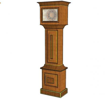 镶金复古落地老爷钟SU模型下载_sketchup草图大师SKP模型
