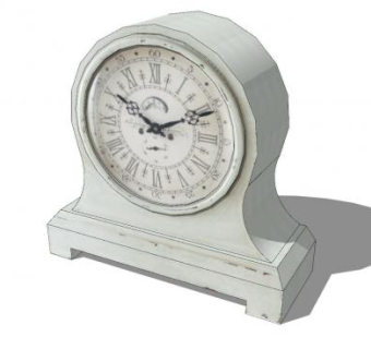 老式经典米黄色台式钟表SU模型下载_sketchup草图大师SKP模型