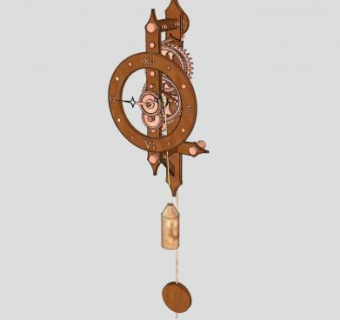 工业风格木钟挂钟SU模型下载_sketchup草图大师SKP模型