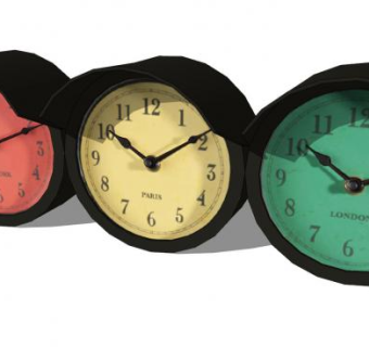 三色玻璃台式时钟SU模型下载_sketchup草图大师SKP模型